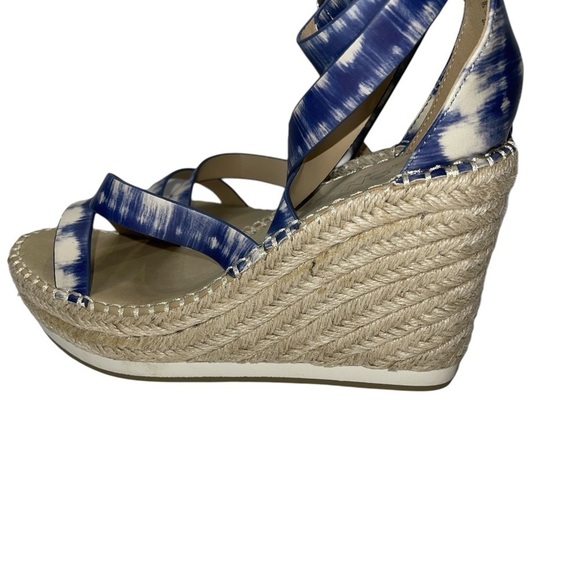 Coconuts by Matisse Women's Sandals Size 9M Blue/White Ankle Buckle Espadrille - Picture 4 of 12